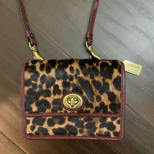 Coach mini leopard calf hair crossbody bag